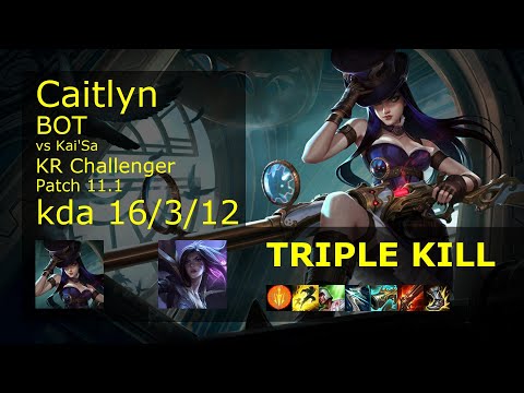 Caitlyn ADC vs Kai'Sa - KR Challenger 16/3/12 Patch 11.1 Gameplay // [롤] 케이틀린 vs 카이사