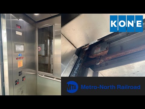 ABSOLUTELY HORRIBLE KONE MonoSpace MRL Traction elevator @ Metro-North Train Station - Darien, CT