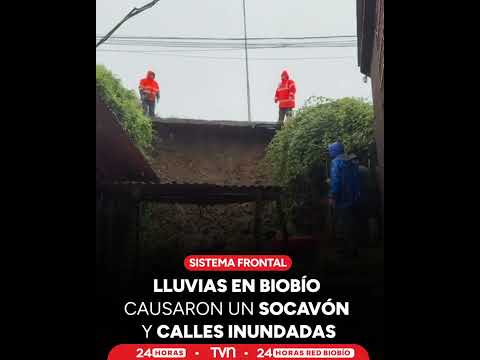 Lluvias en Biobío causaron un socavón y calles inundadas