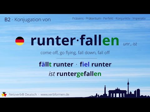 Konjugation des Verb „runterfallen“ - alle Zeitformen lernen, Übersetzung, Tutorial