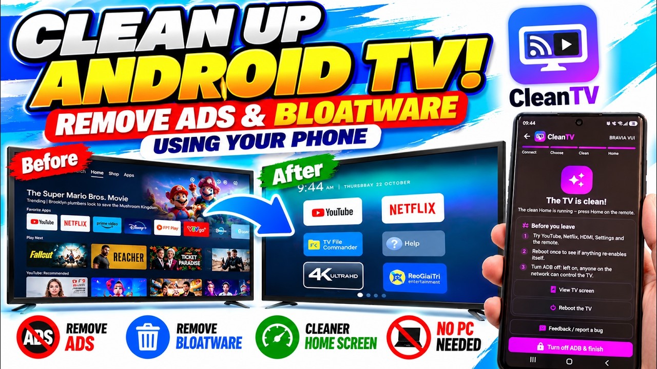 Clean Up Sony Android TV! Remove Ads & Bloatware Using Your Phone