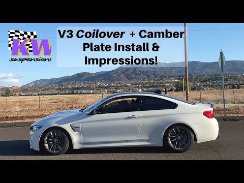 MY F82 M4 GETS LOW WITH COILOVERS! KW V3 INSTALL + GC CAMBER PLATES