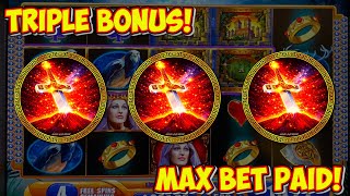 TRIPLE BONUS MAX BET PAID - BIG WIN on The King And The Sword Slot Machine! WMS Classic Live Play