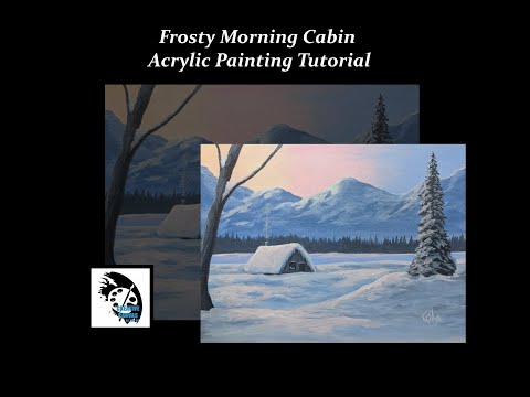 Frosty Cabin Sunrise - Step by Step Acrylic  Painting Tutorial