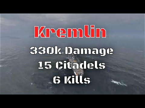 Kremlin T10 Soviet BB | 330k Damage, 15 Citadels, 6 Kills | World of Warships