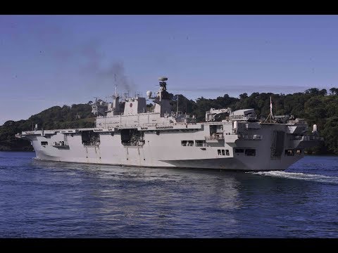 HMS OCEAN L12 LEAVES DEVONPORT NAVAL BASE AT 'THE NARROWS' / DEVIL'S POINT - 26th June 2017