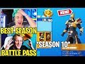 Streamers React to *NEW* Fortnite SEASON 10 BATTLE PASS!! (MAX TIER 100)