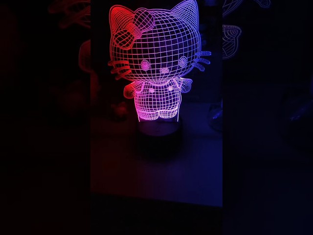 Vídeo relacionado con Kitty Lámpara 3D, Luz Nocturna LED, Regalo Anime para Niños, 16 Colores