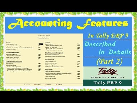 Accounting Features In Tally ERP 9 - Step By Step Tally Features In Hindi - Enable Feature (PART 2)