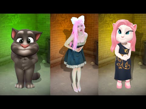 Imitate Angela And TomCat Gets Beaten - My Talking Angela Vs Tom In The real Life