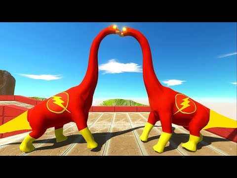 FLASH BRACHIOSAURUS vs FLASH BRACHIOSAURUS DEATH RUN - Animal Revolt Battle Simulator ARBS