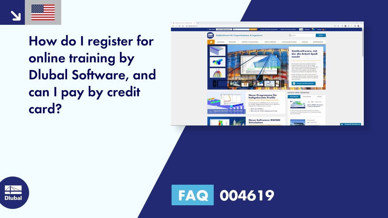 FAQ 004619 | How do I register for online training by Dlubal Software, and can I pay by credit card ...
