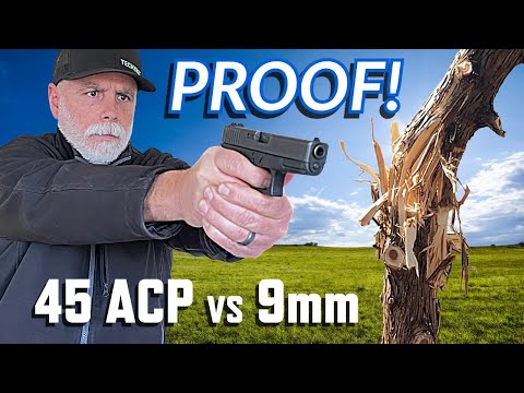 9mm vs .45 ACP - WHICH BULLET CUTS A TREE DOWN FASTER?