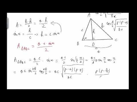 Formule pentru aria triunghiului, raza cercului circumscris și raza cercului înscris (clasa a 9-a)