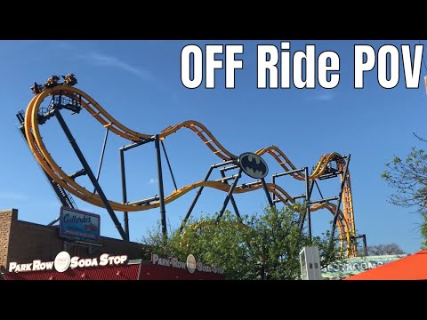 Off-ride footage of a Batman The Ride train