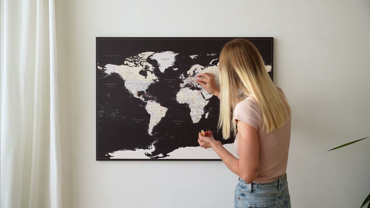 Push Pin World Map – Dark Brown | Trip Map
