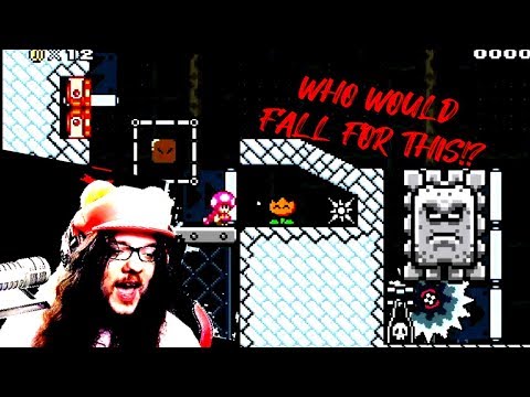 WHO WOULD FALL FOR THIS!? : One Way to the Box, Troll level by R27 - Super Mario Maker 2