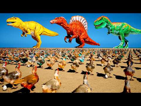 1000 Chickens VS all ARK Dinos🦖🐔