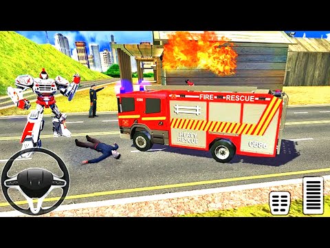 Fire Fighter Robot Transform Robot Truck Driving – Emergency Rescue Simulator – Android Gameplay