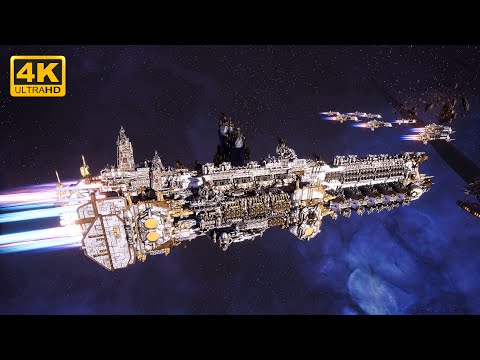 Imperial Navy vs Necrons - Skalgrim Mod - 4K Quality - Battlefleet Gothic Armada 2