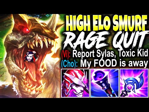 I made a HIGH ELO SYLAS SMURF RAGE QUIT with my AP Pen Cho'GOD Build 💀 LoL Cho'Gath s13 Gameplay