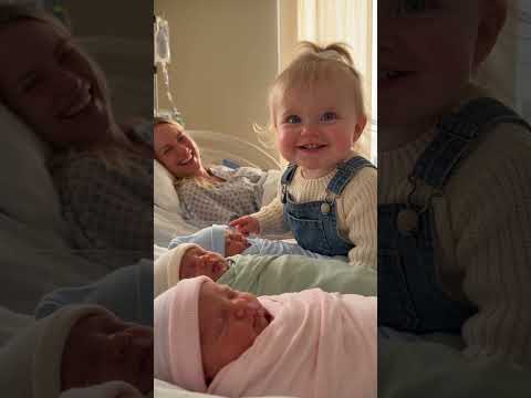 Toddler Meets Newborn Siblings #CuteToddler #BigSister