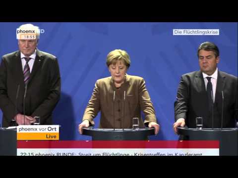 Flüchtlingsgipfel: Angela Merkel, Sigmar Gabriel und Horst Seehofer zu Ergebnissen am 05.11.2015