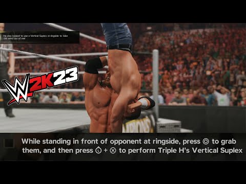 WWE 2K23 Show Case : Triple H Vertical Suplex at ringside to John Cena
