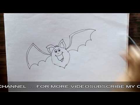 How To Draw A Scary Cartoon BAT - for Halloween - for KIDS Video