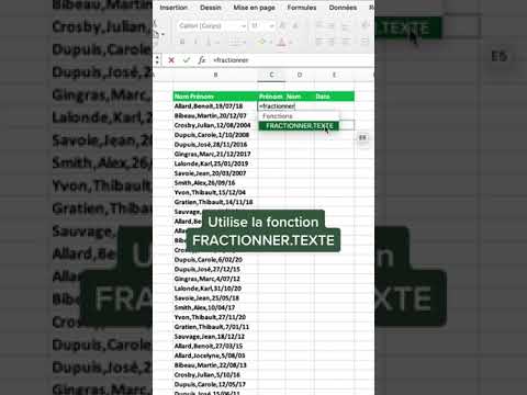 Fractionner du texte sur Excel