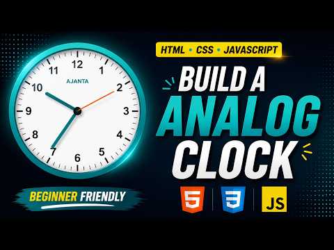 How To Create Analog Clock In Html Css Javascript Javascript Project For Beginners