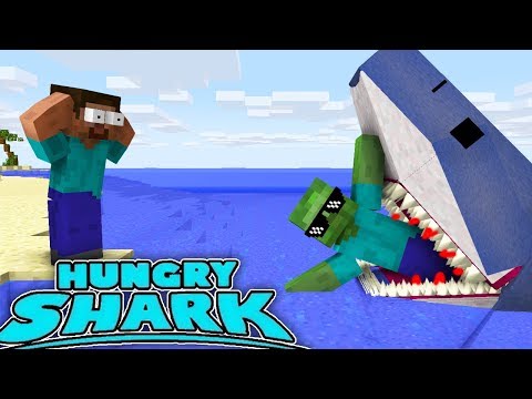 Monster School : HUNGRY SHARK GAME CHALLENGE - Minecraft Animation