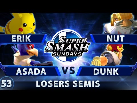 SSS 53 - Erik & ConnorAsada (Red) vs. NUT & Dunk (Blue) - SSBM Losers Semis - Smash Melee