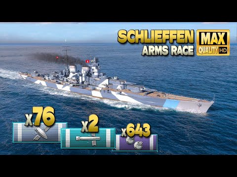 Battleship Schlieffen waiting for the best moment to go full in - World of Warships