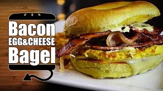 DRUNK Bacon Egg and Cheese Bagel with Hollandaise Recipe - HellthyJunkFood