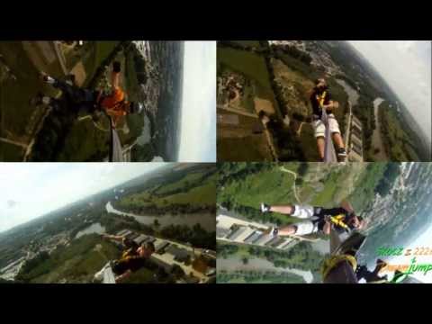 Dream Jump 222m best of 2011 - World's longest Free fall 8sek from a roof