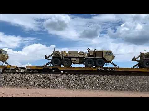 Military Support Train with Humvee, Semi Trailers, Heavy Trucks, Tankers, & Heavy Military Vehicles