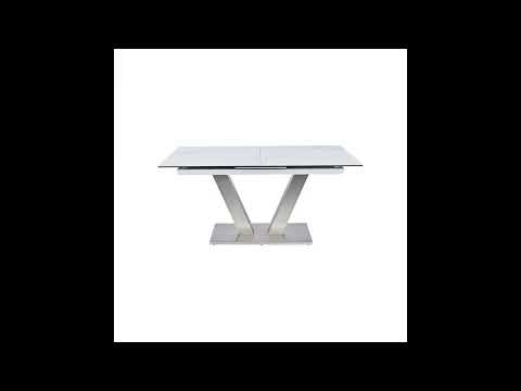Стол обеденный раскладной T7464 (1600-2000x900x760) White Marble/Steel