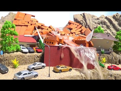 Mini Brick Dam Failure VS Mini Town - Diorama Dam Breach