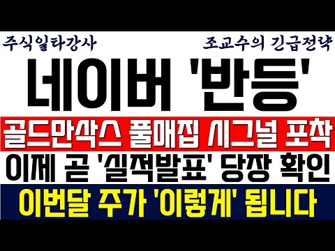 [네이버(NAVER) 주가전망 조교수] 골드만삭스 풀매집 시그널 포착! 이제 곧 '실적발표' 나온다! 이번달 주가 '이렇게' 됩니다
