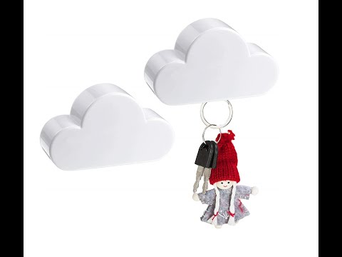 Cloud Shape Magnetic Wall Key Holder / with Self Adhesive Wall Sticker (White)
