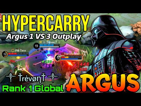 1 VS 3 Outplay! Argus HyperCarry Mode! - Top 1 Global Argus by ༒ ŤrėvøηŤ ༒ - Mobile Legends