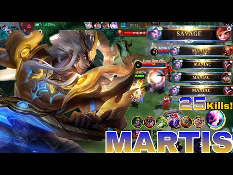 25kills + 4x Maniac & Savage Gameplay | Martis Best Build 2023 | mobile legends bang bang.