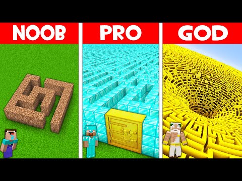 EPIC Minecraft Maze Build-Off: Noob vs Pro vs God