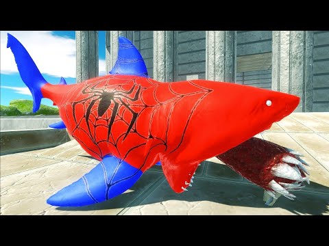 FPS Avatar with all weapons in battle with Megalodon - Animal Revolt Battle Simulator