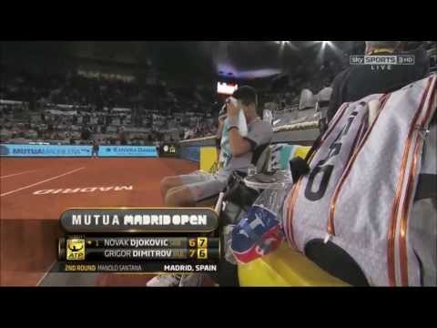 ATP2013 Madrid Djokovic vs Dimitrov, Djokovic swearing at the hostile crowd
