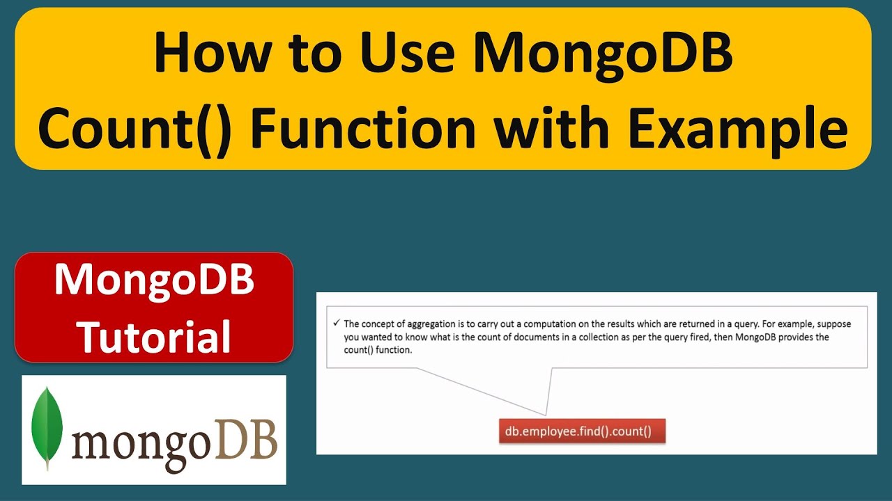 How to Use MongoDB Count() Function with Example | MongoDB Tutorial for Beginners