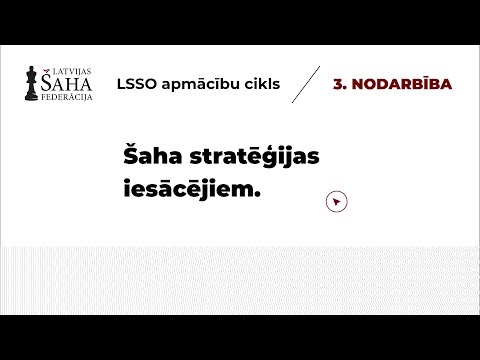 LSSO apmācību cikls (3): šaha stratēģijas iesācējiem.