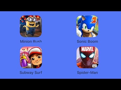 Minion Rush, Sonic Dash 2, Subway Surfer, Spider-Man: Unlimited [iOS Gameplay] Video