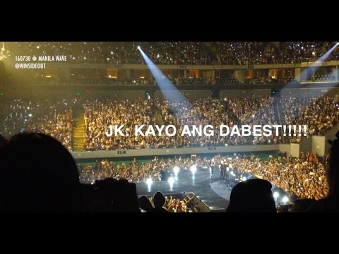160730 BTS in Manila [PH ARMY WAVE + Jungkook's KAYO ANG DABEST] fancam w/ subs